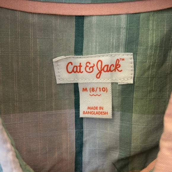 Cat & Jack Boys Button Down Short Sleeve Shirt - Size YM - Picture 4 of 5